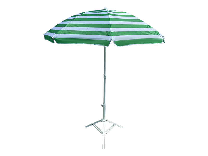 1,6 meter grøn og hvid stribet solbeskyttende strandparaply